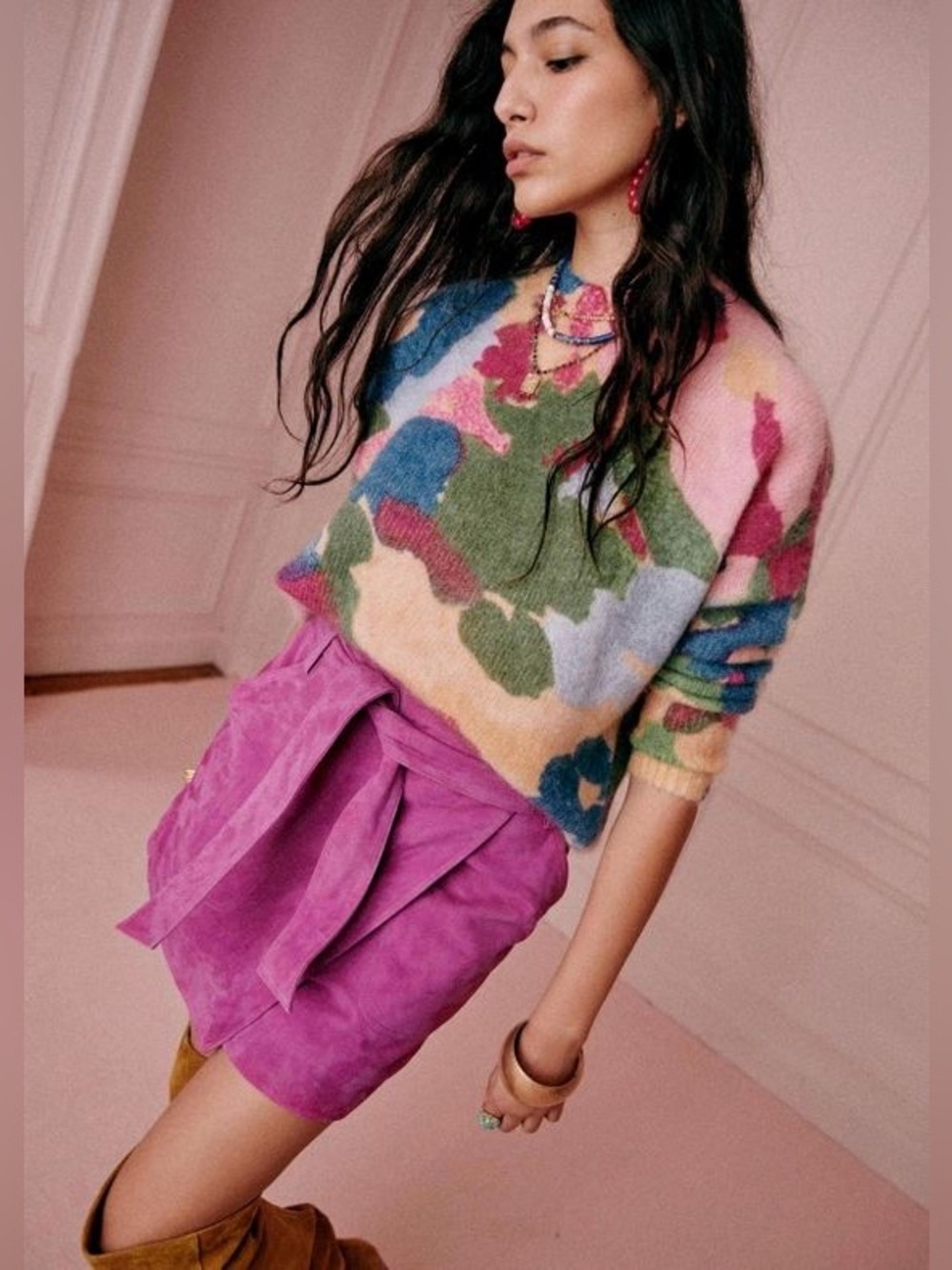 Sezane Jacob Multicolor Pastel Crewneck Jumper